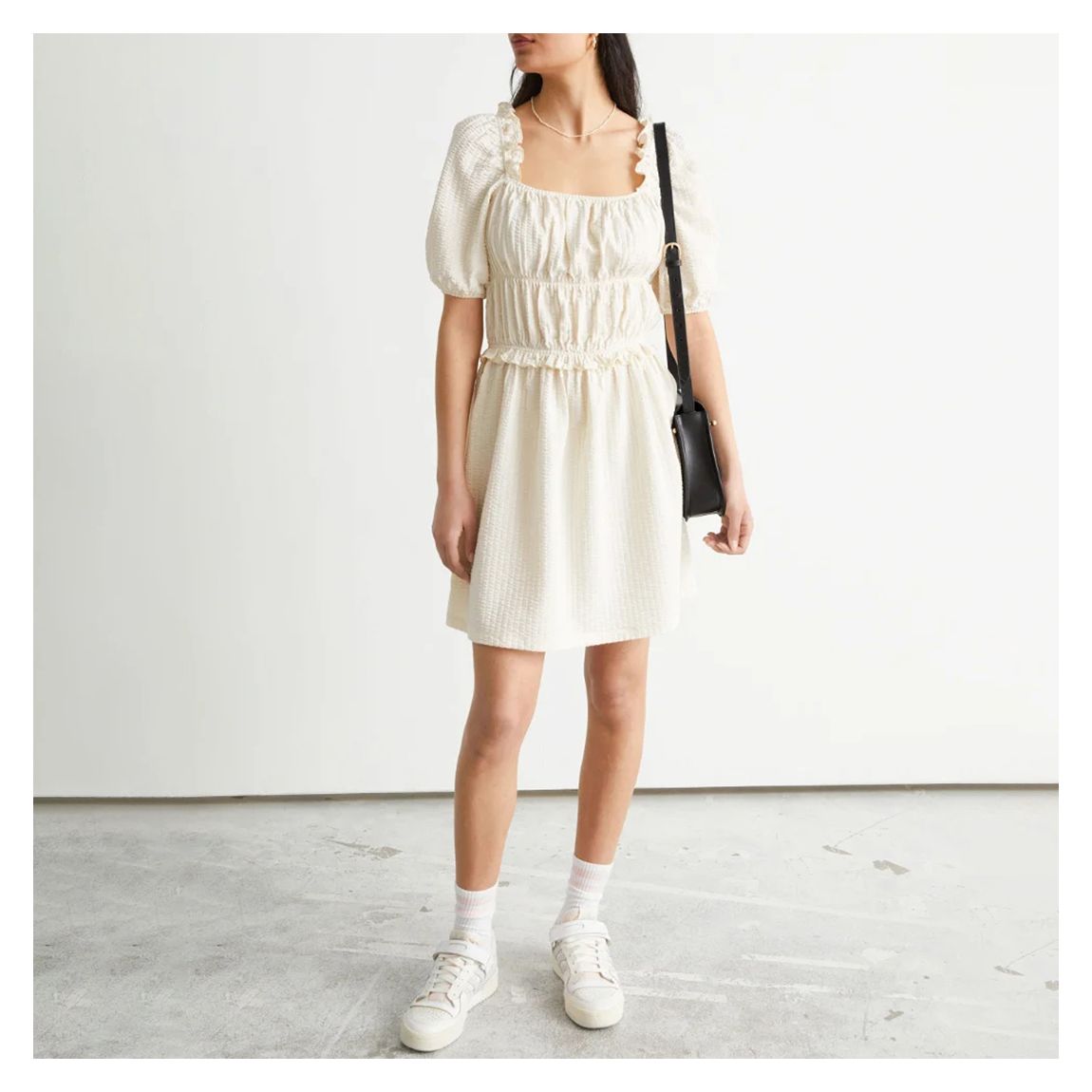 White Esther Cotton Blend Mini Dress main product photo