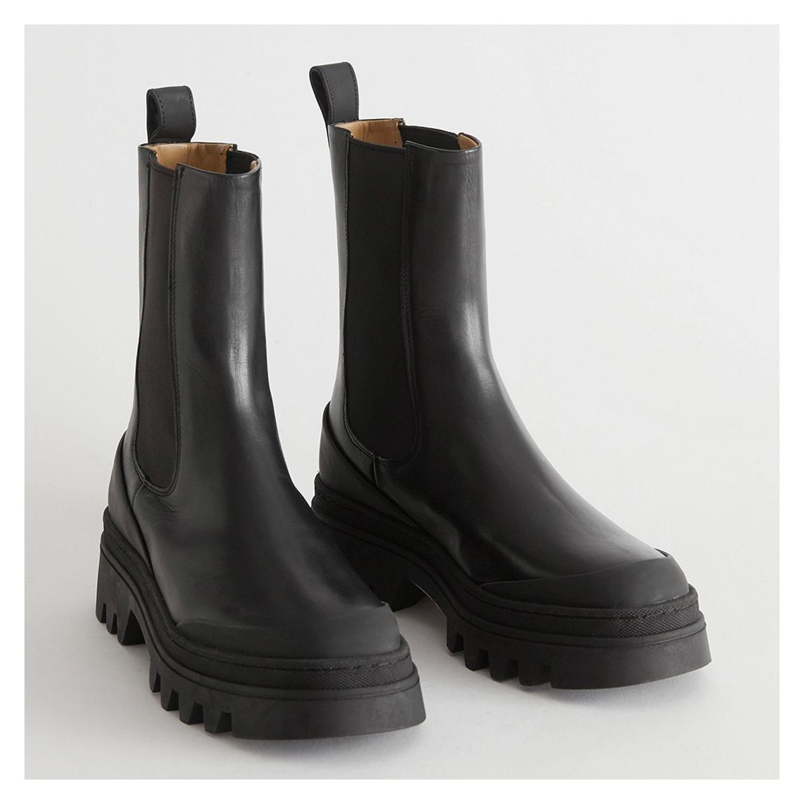 Black Wanda Leather Boots main product photo