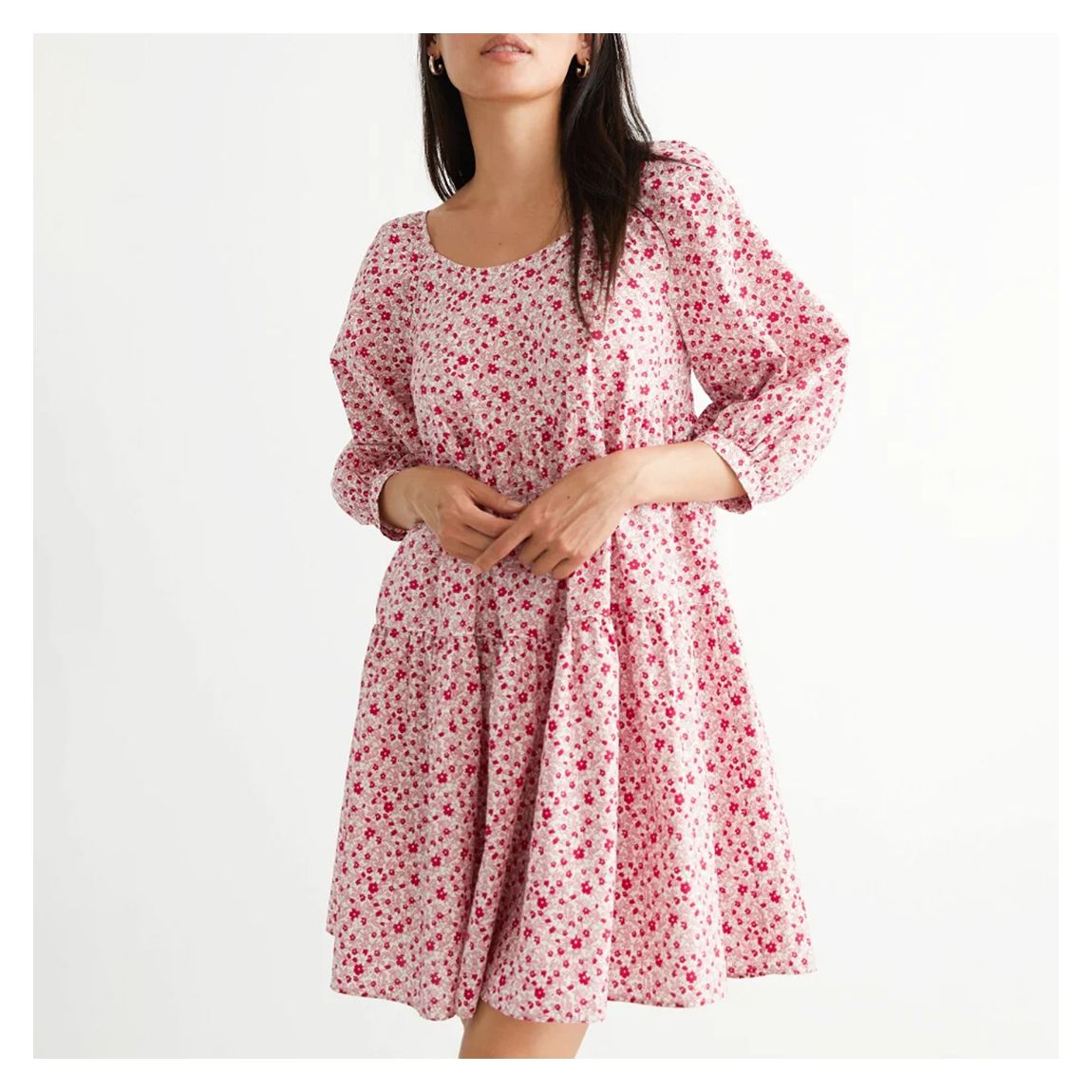 Red Yvone Printed Cotton Dress main product photo