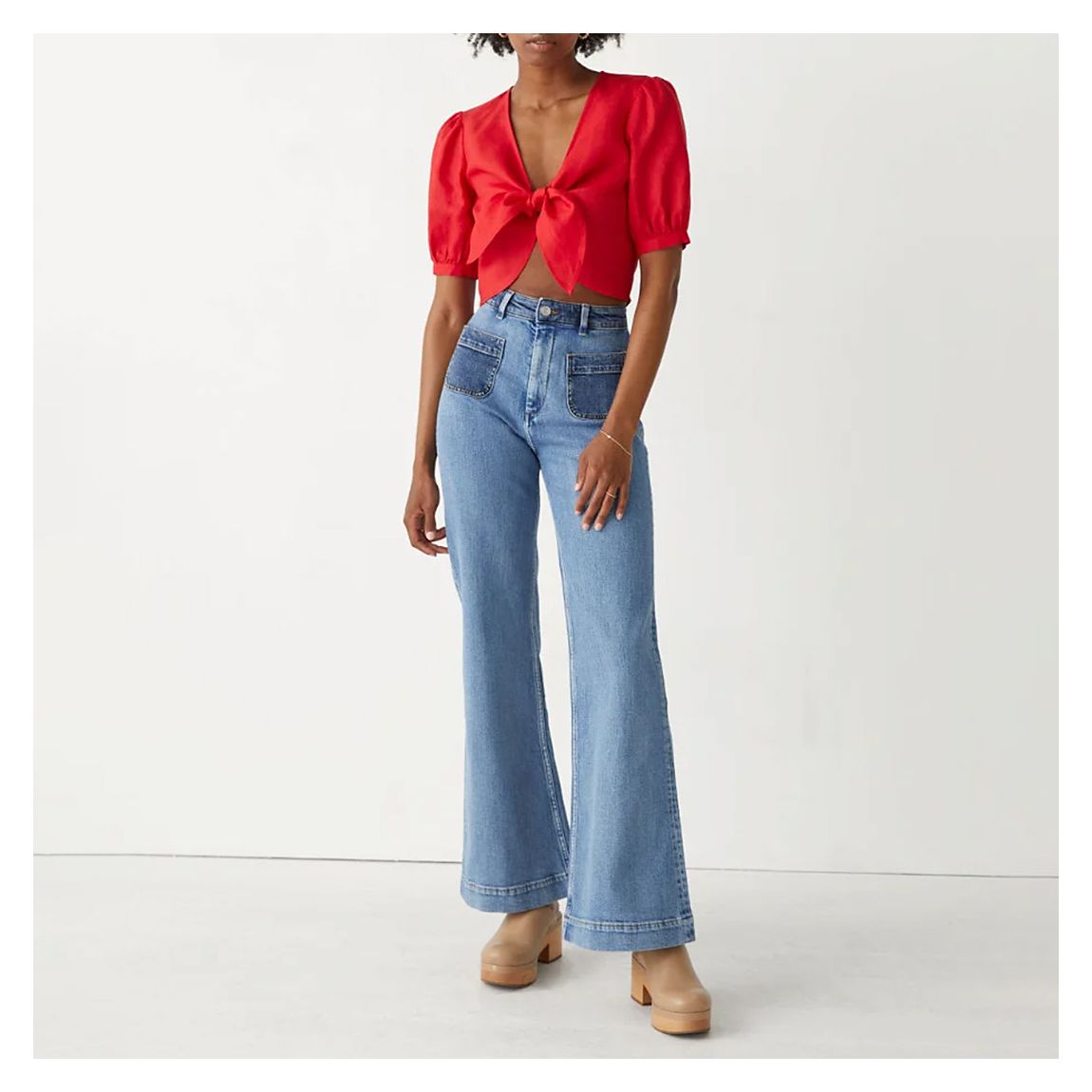 Red Elvira Linen Top main product photo