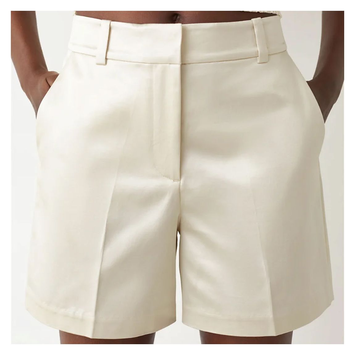 White Adele Cotton Blend Shorts main product photo