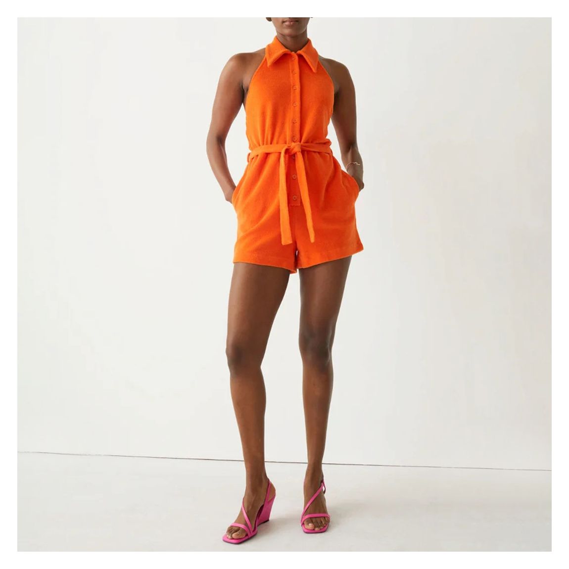 Orange Jaclyn Cotton Playsuit main product photo