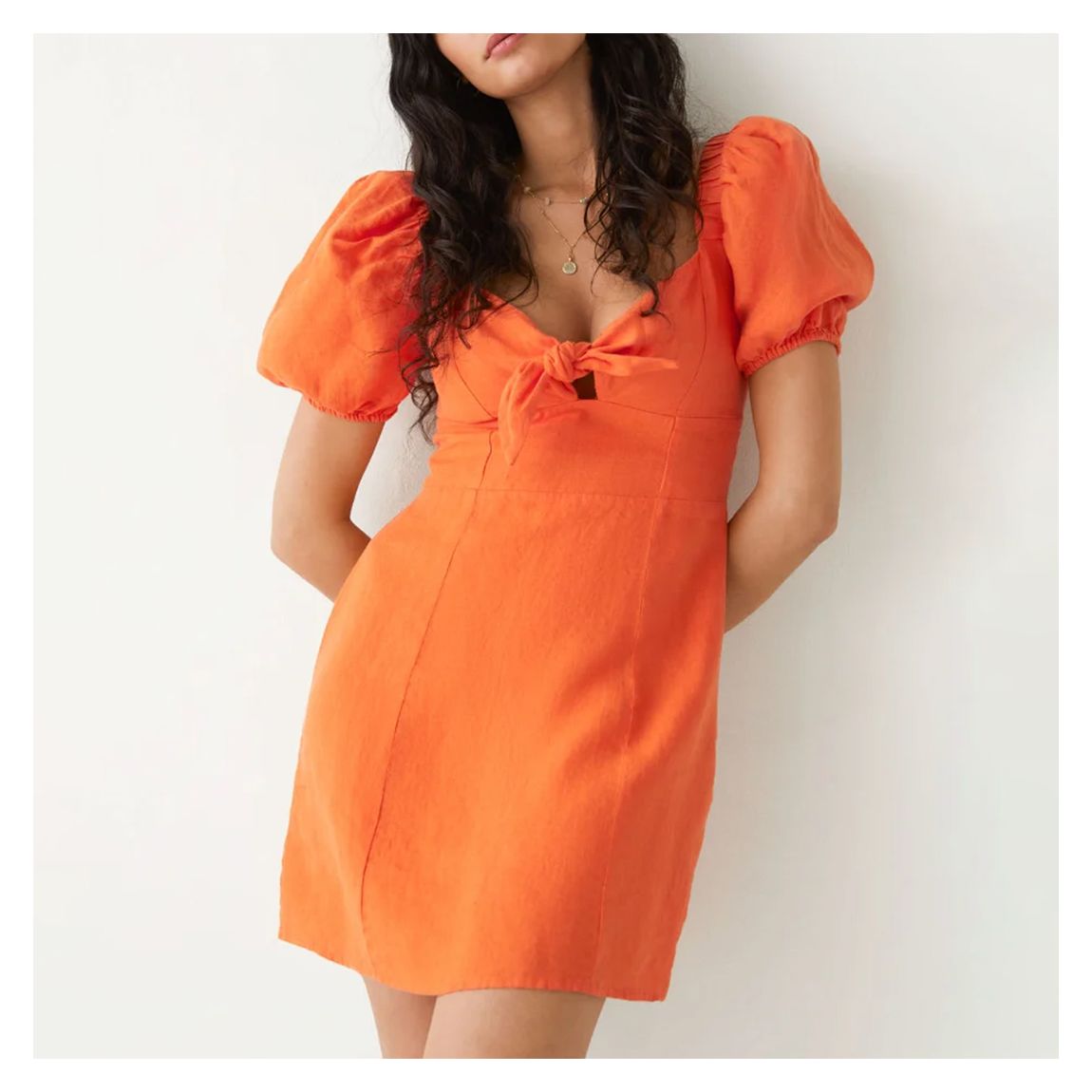 Orange Eliza Linen Dress main product photo