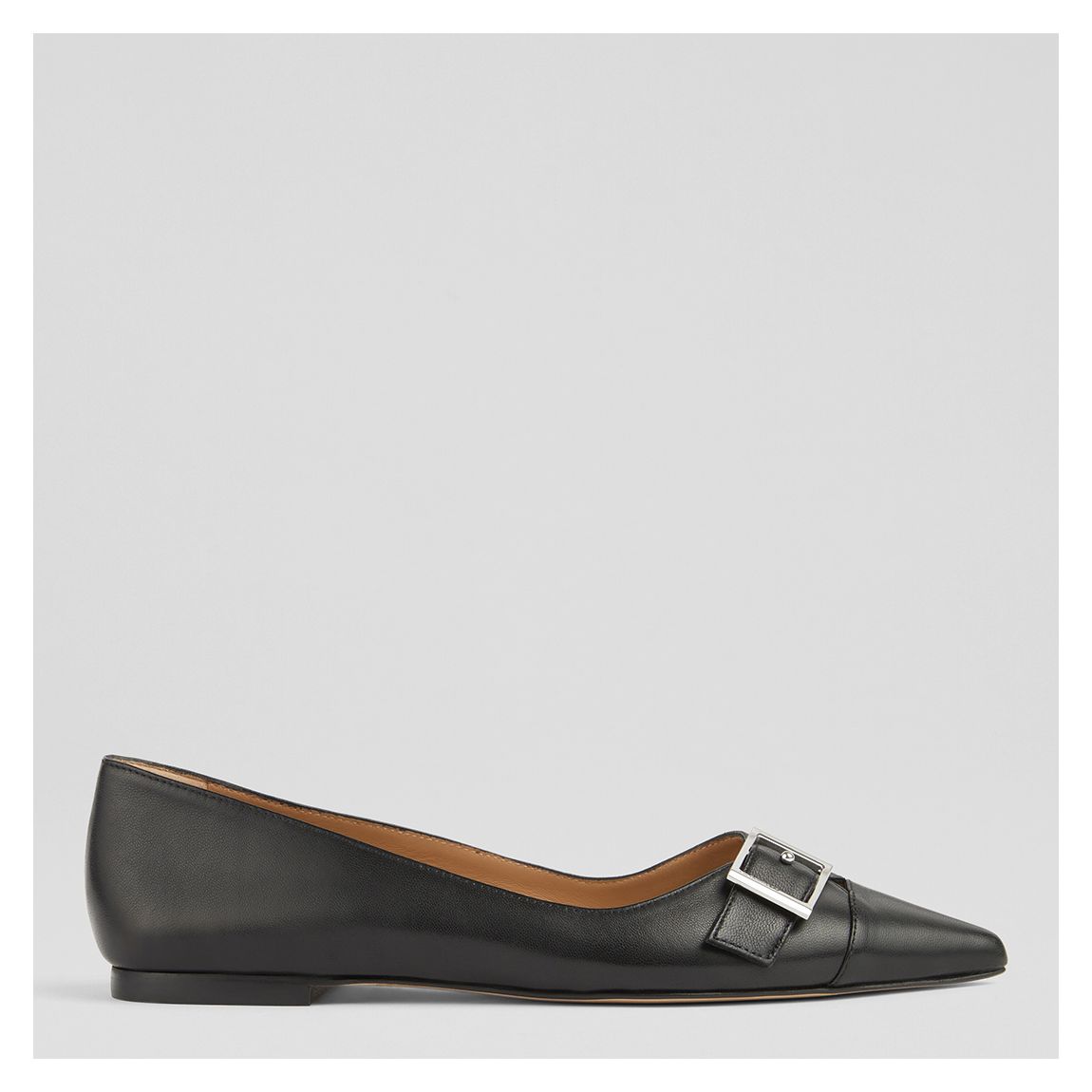 Black Leather Brynn Flats main product photo