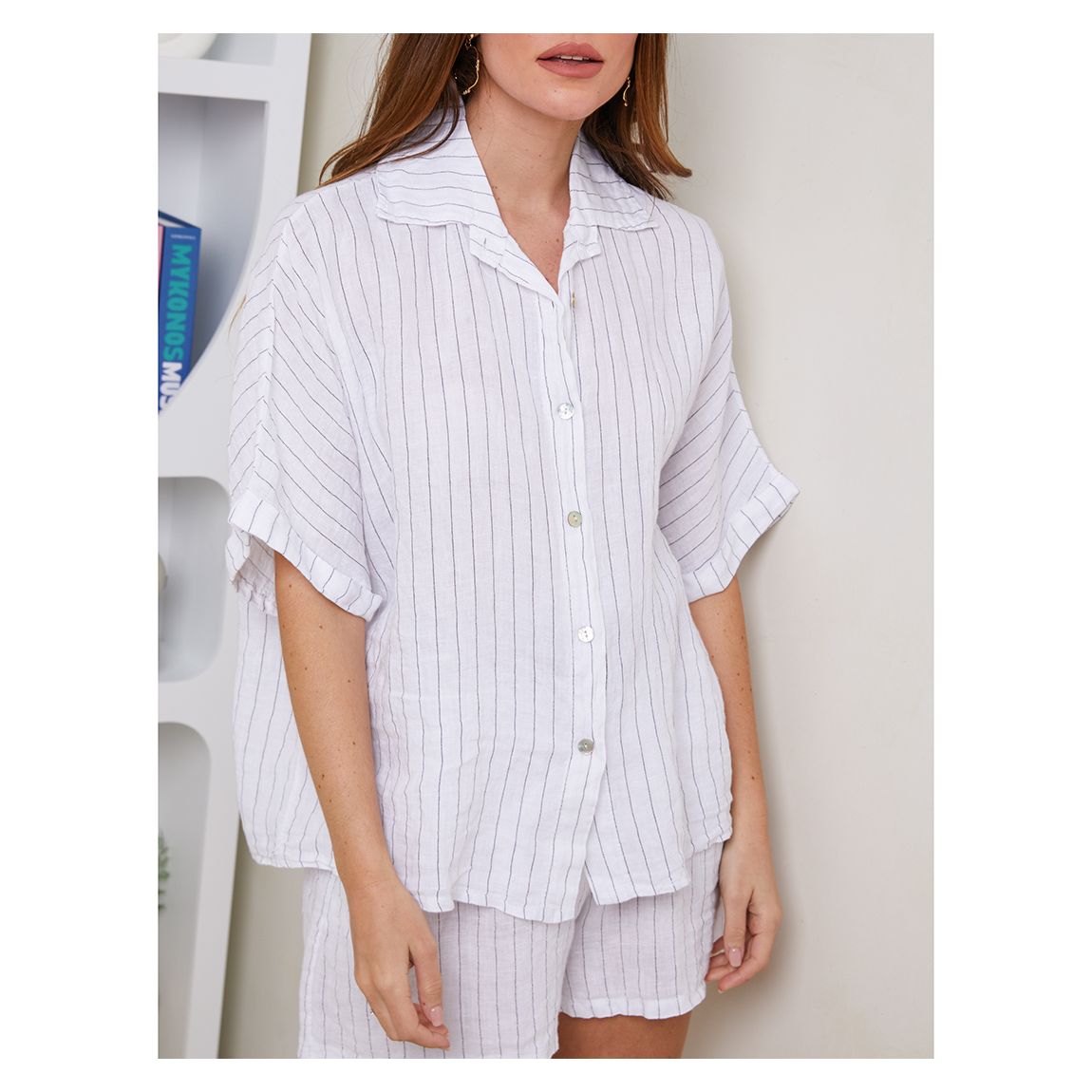White Stripe Linen Shirt main product photo