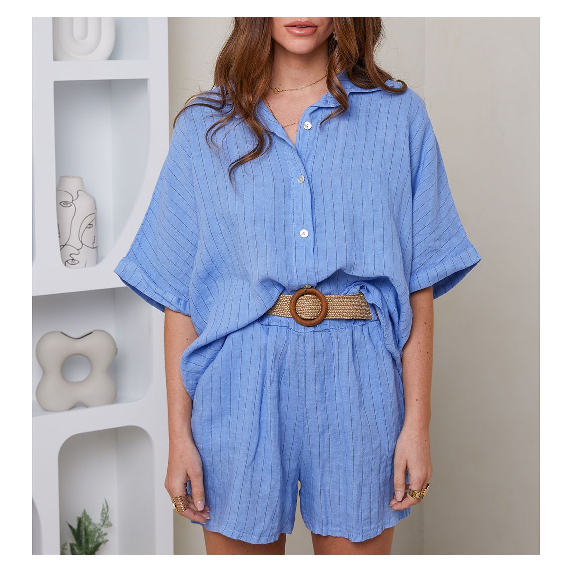 Blue Stripe Linen Shirt main product photo