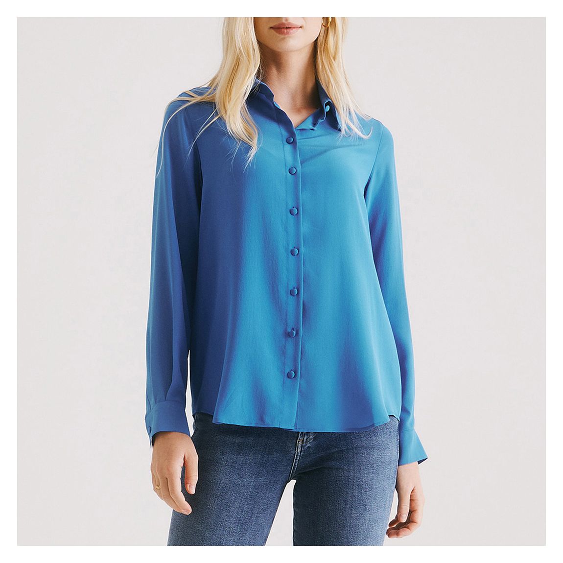 Royal Blue Liberty Plain Silk Classic Shirt main product photo