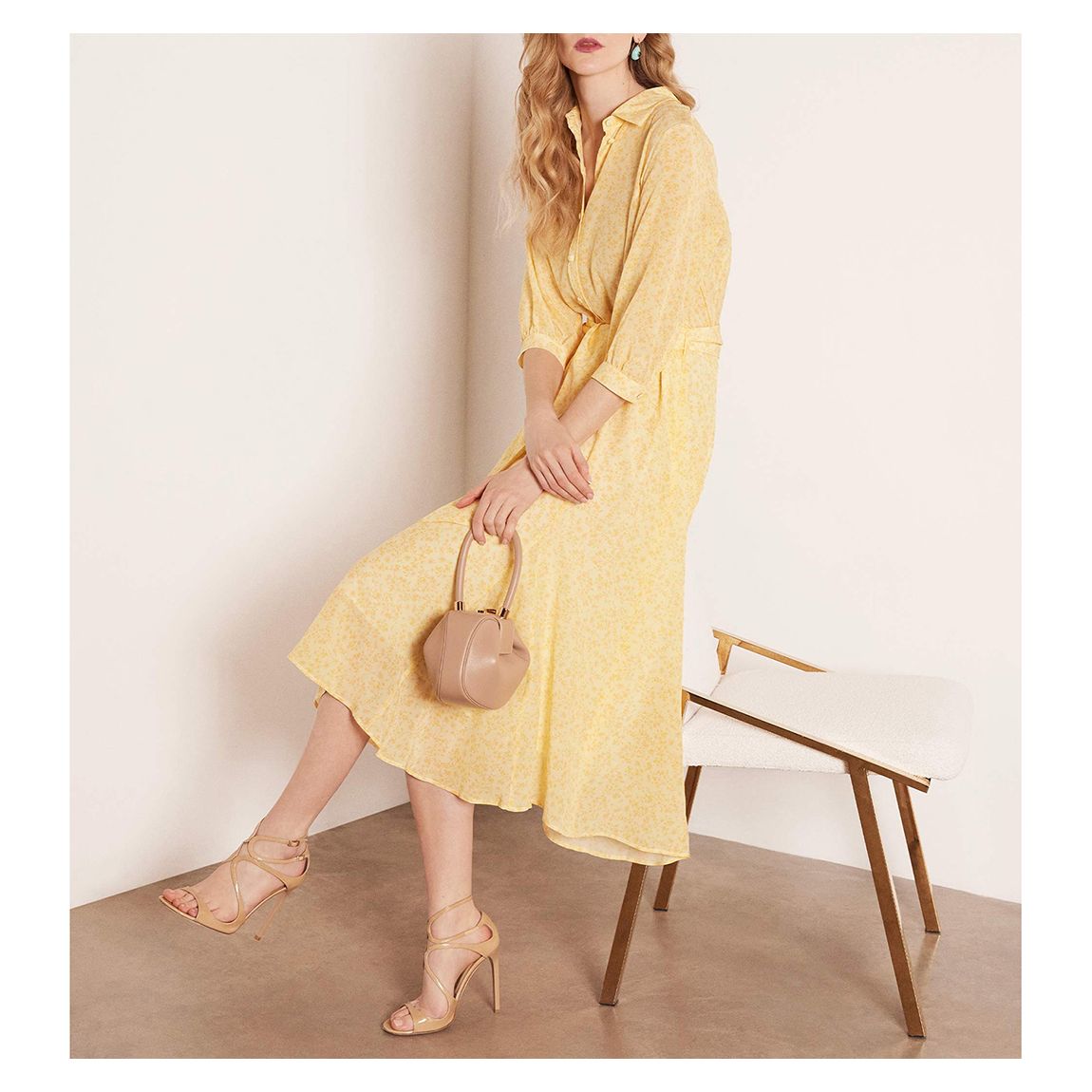 Christy floral print silk midi shirt dress main product photo