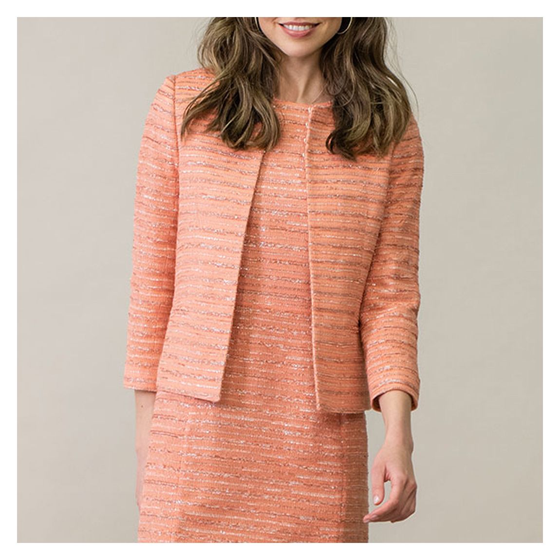 Coral Silver Cotton Tweed Bury Jacket main product photo