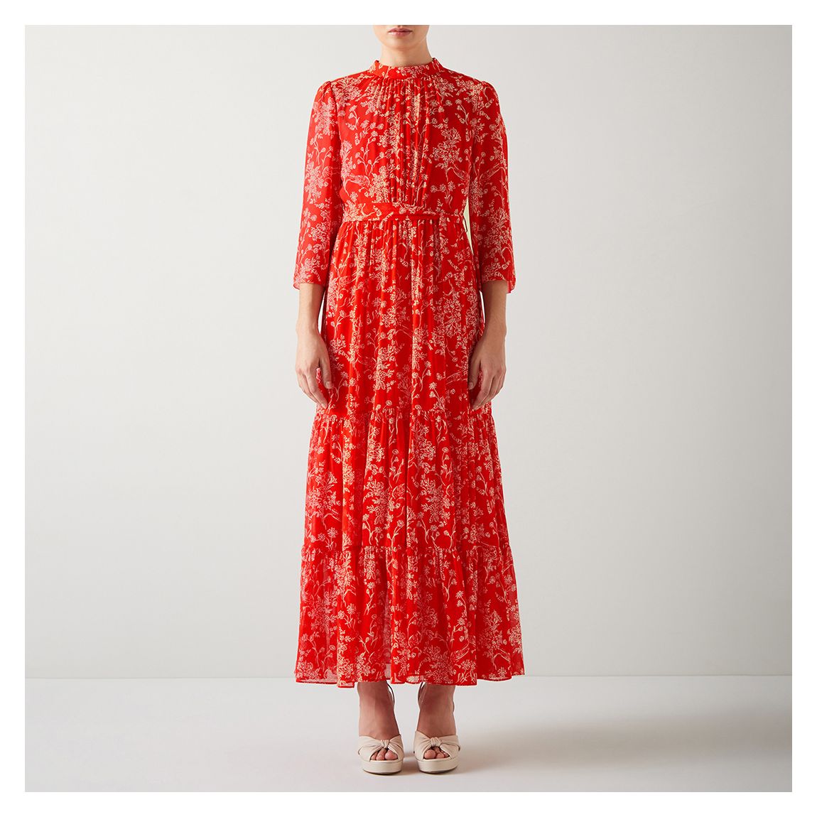 Red Olivia Silk Midi Dress main product photo
