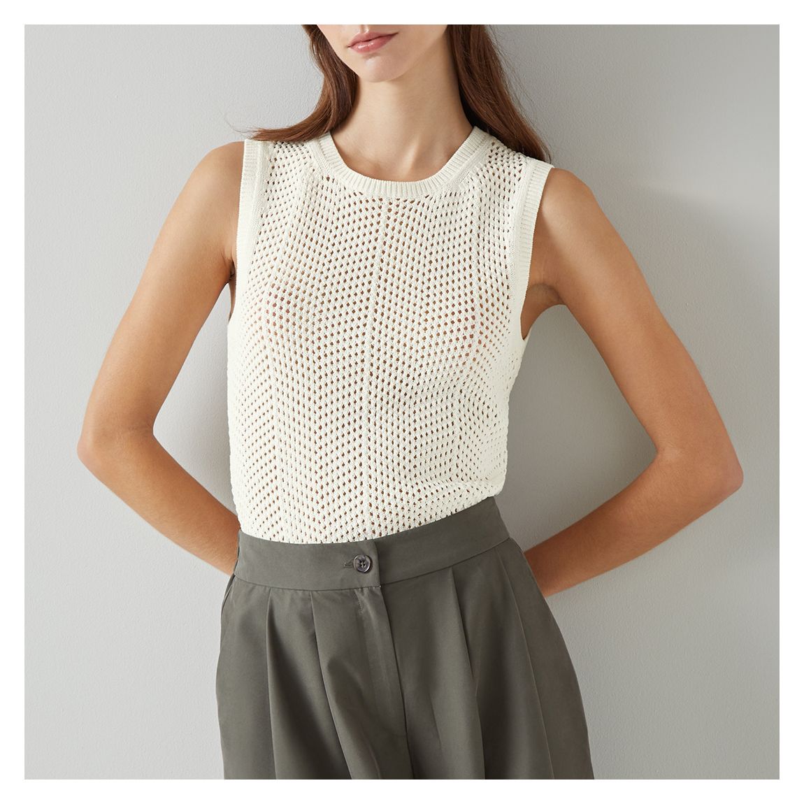 White Ava Cotton Blend Top main product photo