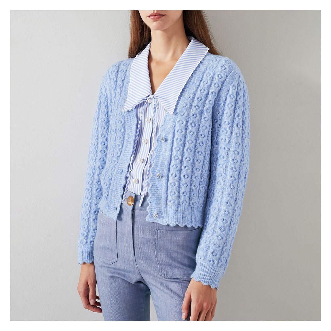 Pale Blue Coleen Wool Blend Cardigan main product photo