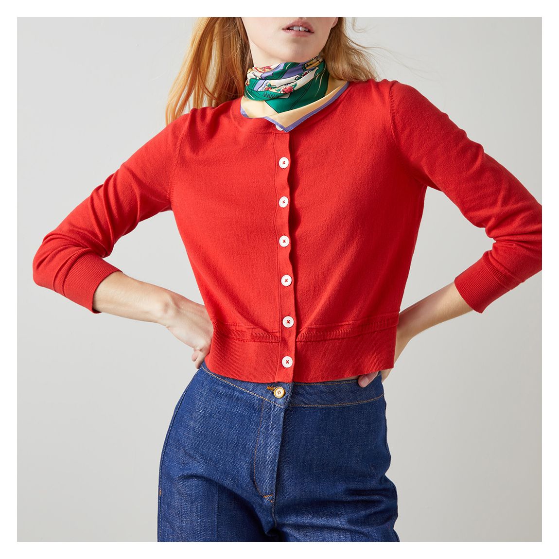 Red Michelle Cotton Cardigan main product photo