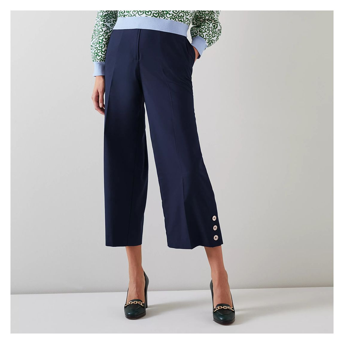 Navy Keaton Cropped Trousers main product photo