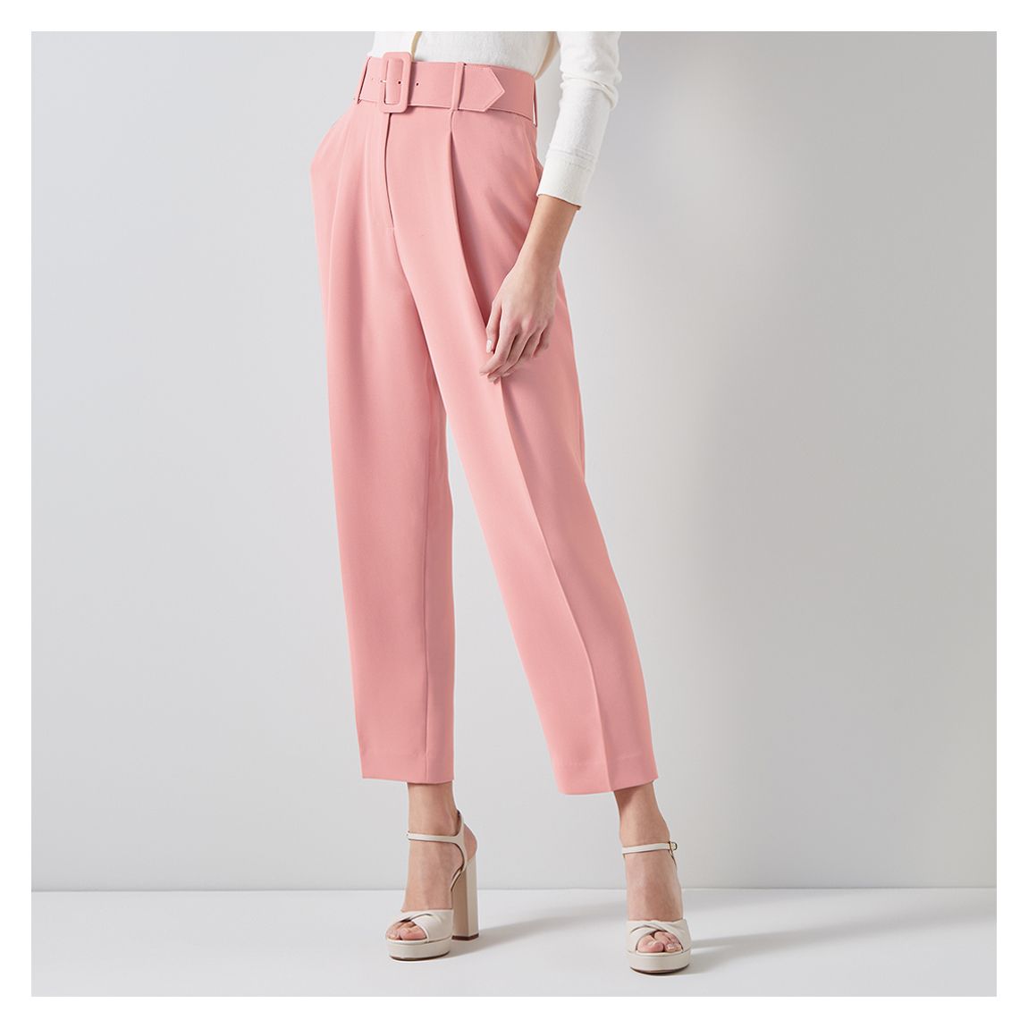 Pink Tabitha Belted Trousers main product photo