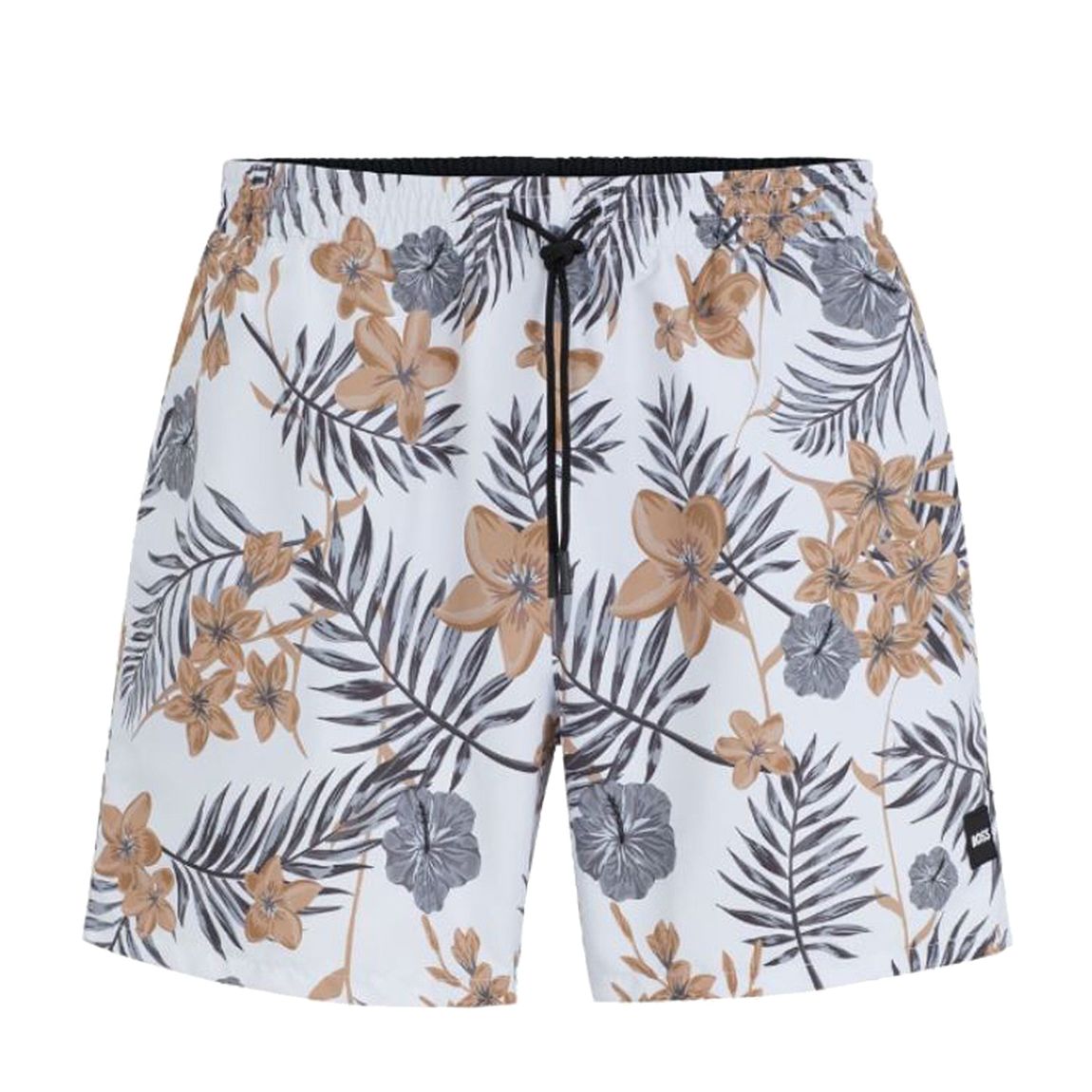 White Floral Swim Shorts main product photo