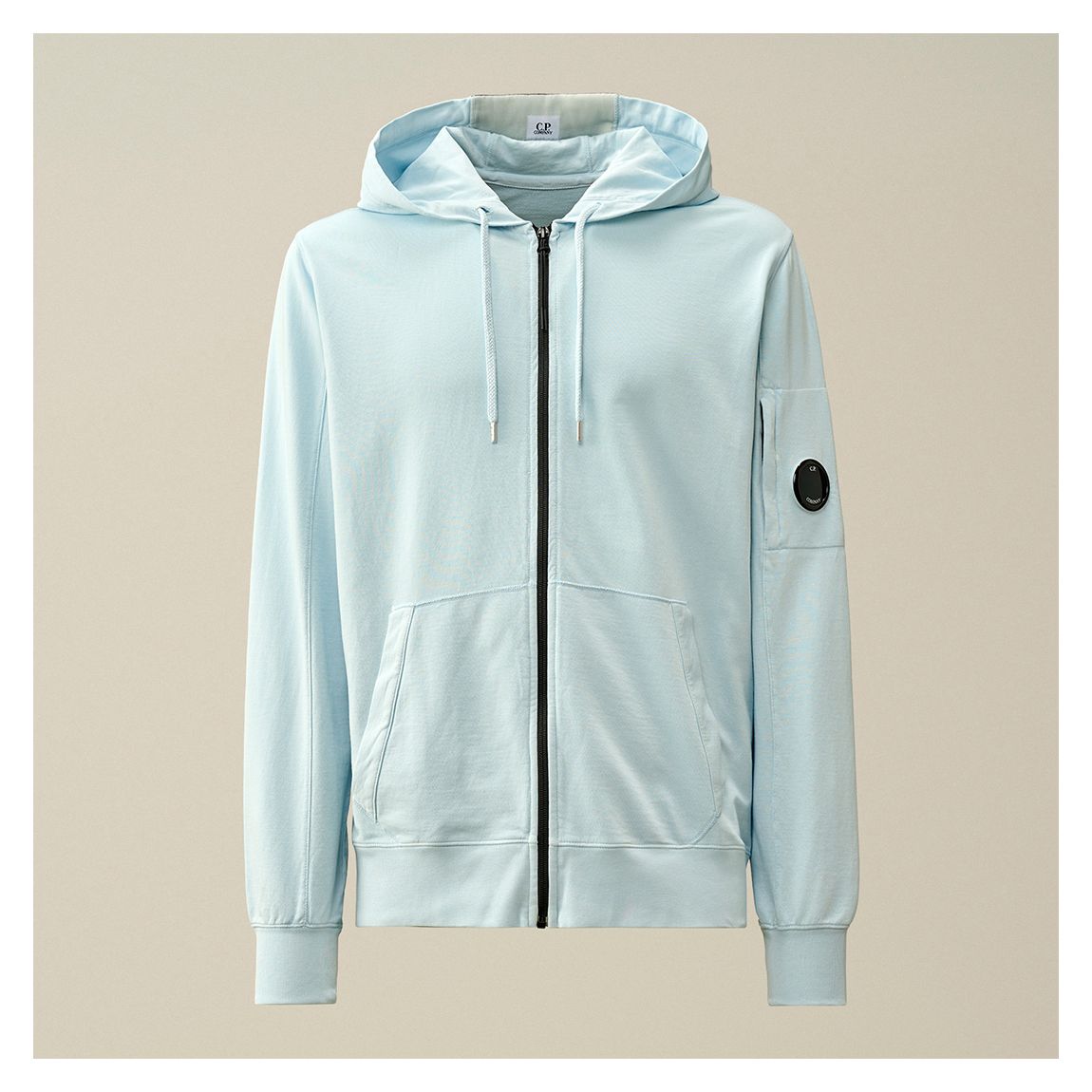 Pale Blue Light Fleece Zip Cotton Hoodie main product photo