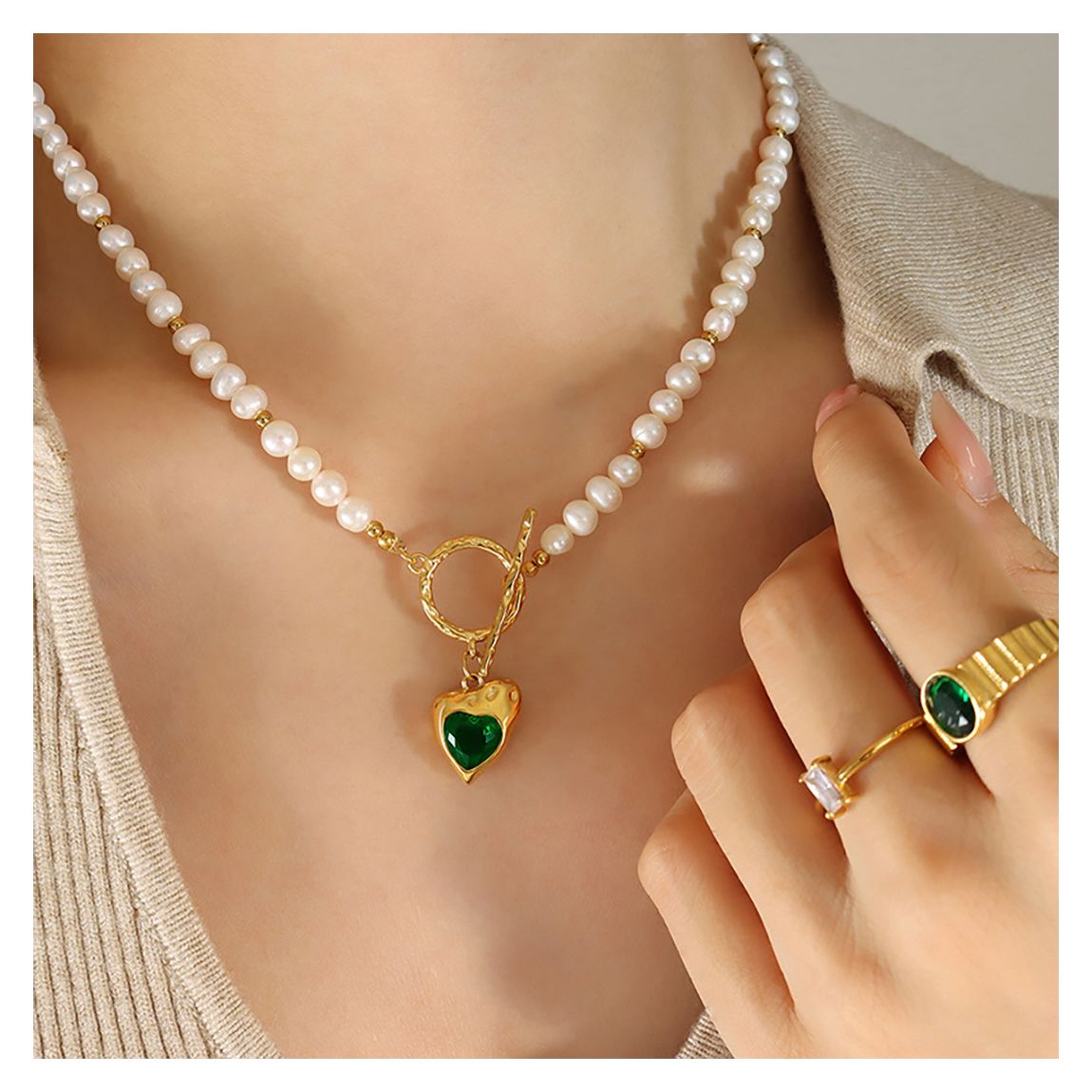 Gold Cupid Heart Necklace main product photo