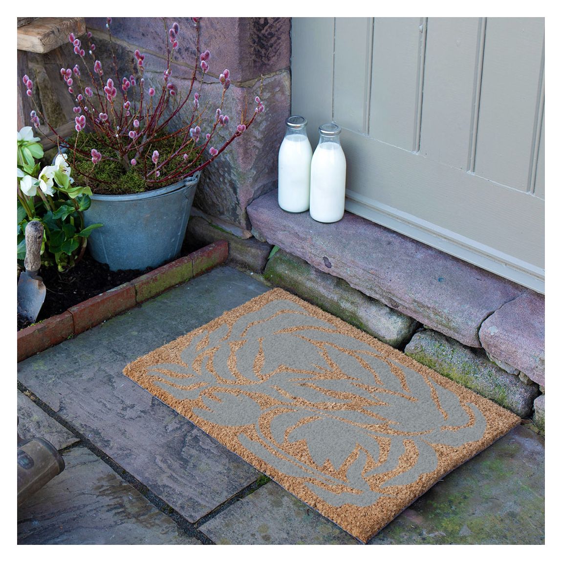Grey Flower Pattern Doormat main product photo