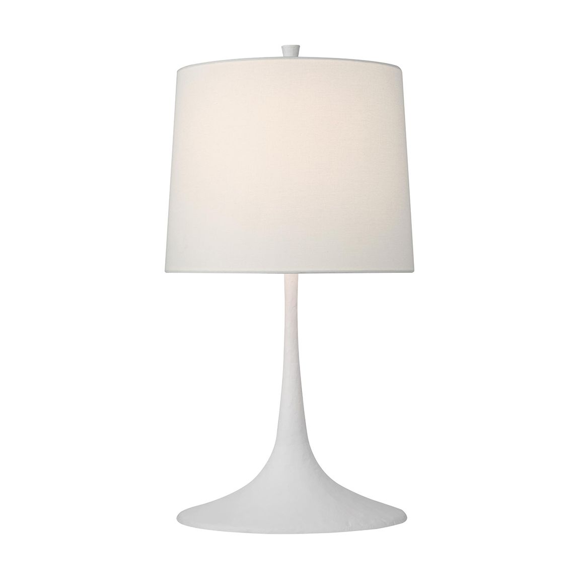 Oscar Medium Sculpted Table Lamp in Plaster White with Linen Shade main product photo