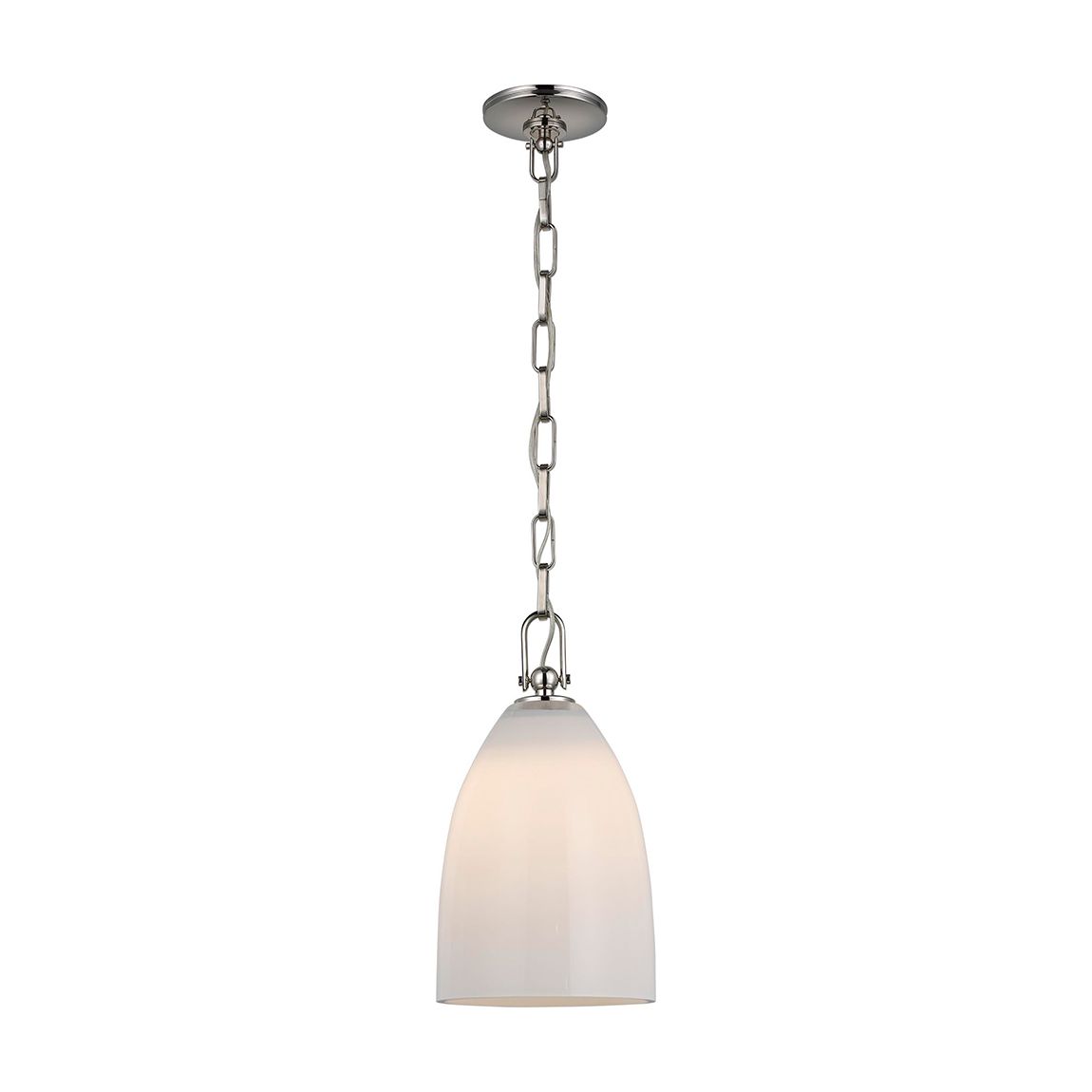 Andros Medium Pendant in Polished Nickel with White Glass main product photo