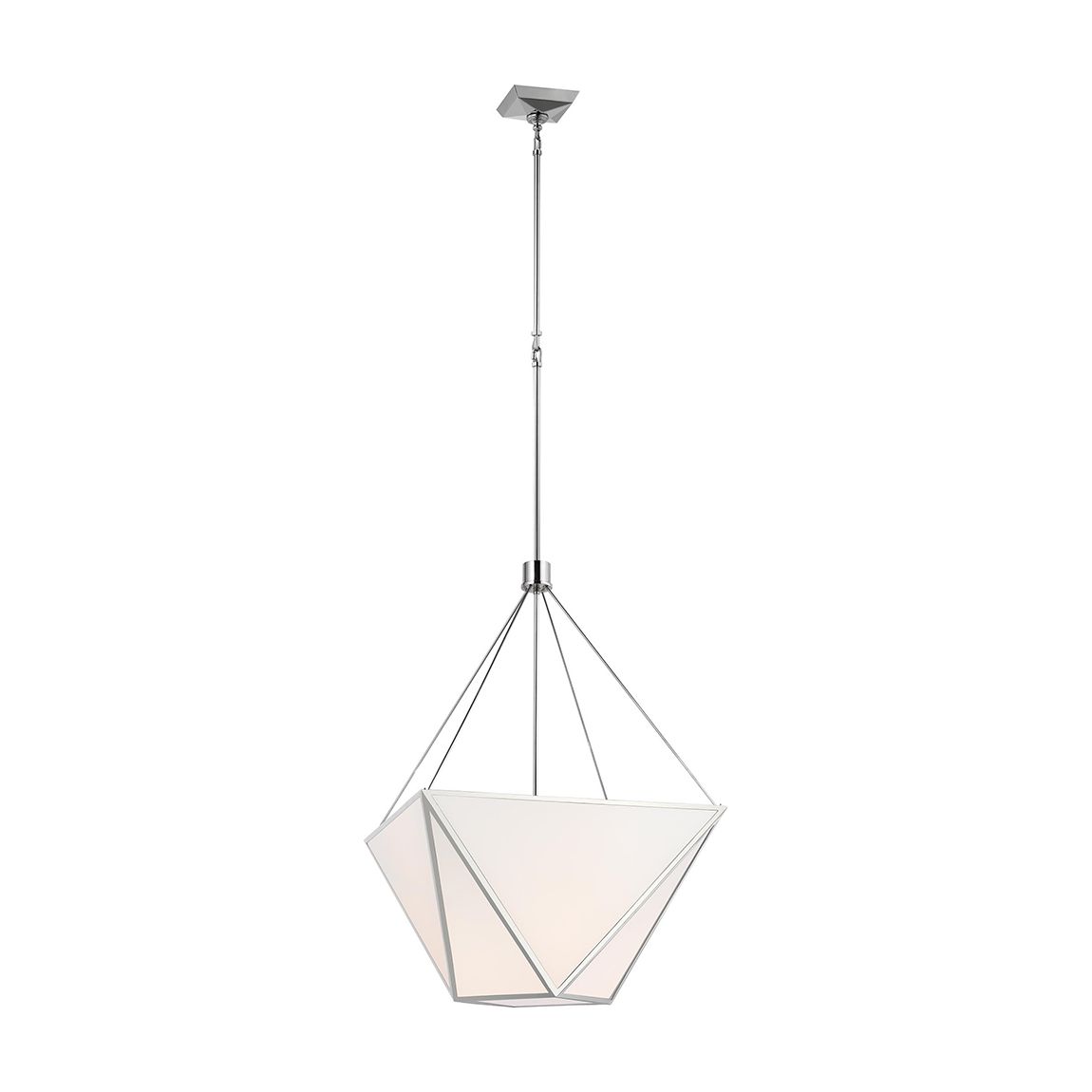 Lorino Large Lantern in Polished Nickel with White Glass main product photo