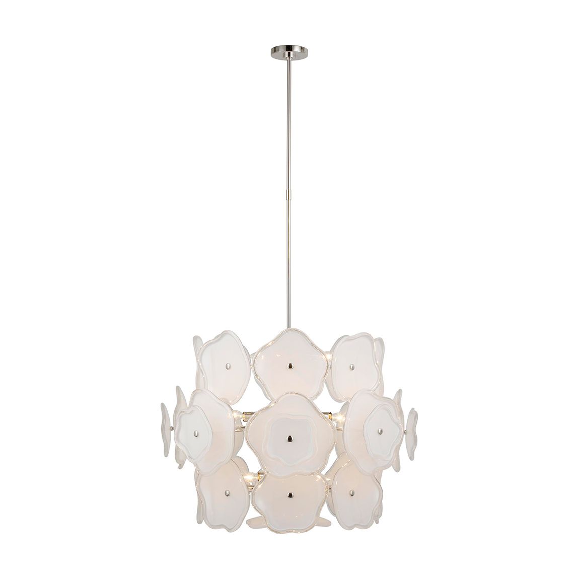 Leighton Large Barrel Chandelier in Polished Nickel with Cream Tinted Glass main product photo