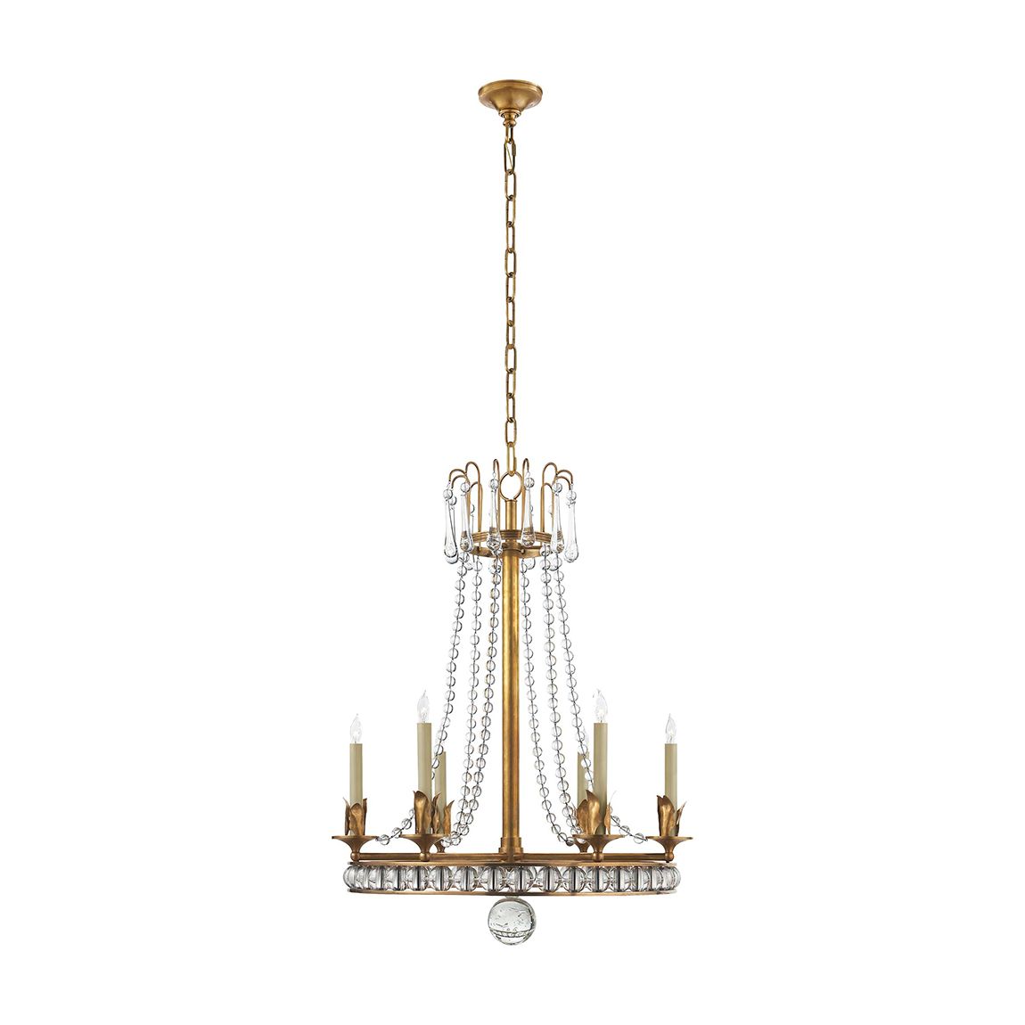 Regency Medium Chandelier in Hand-Rubbed Antique Brass with Seeded Glass main product photo