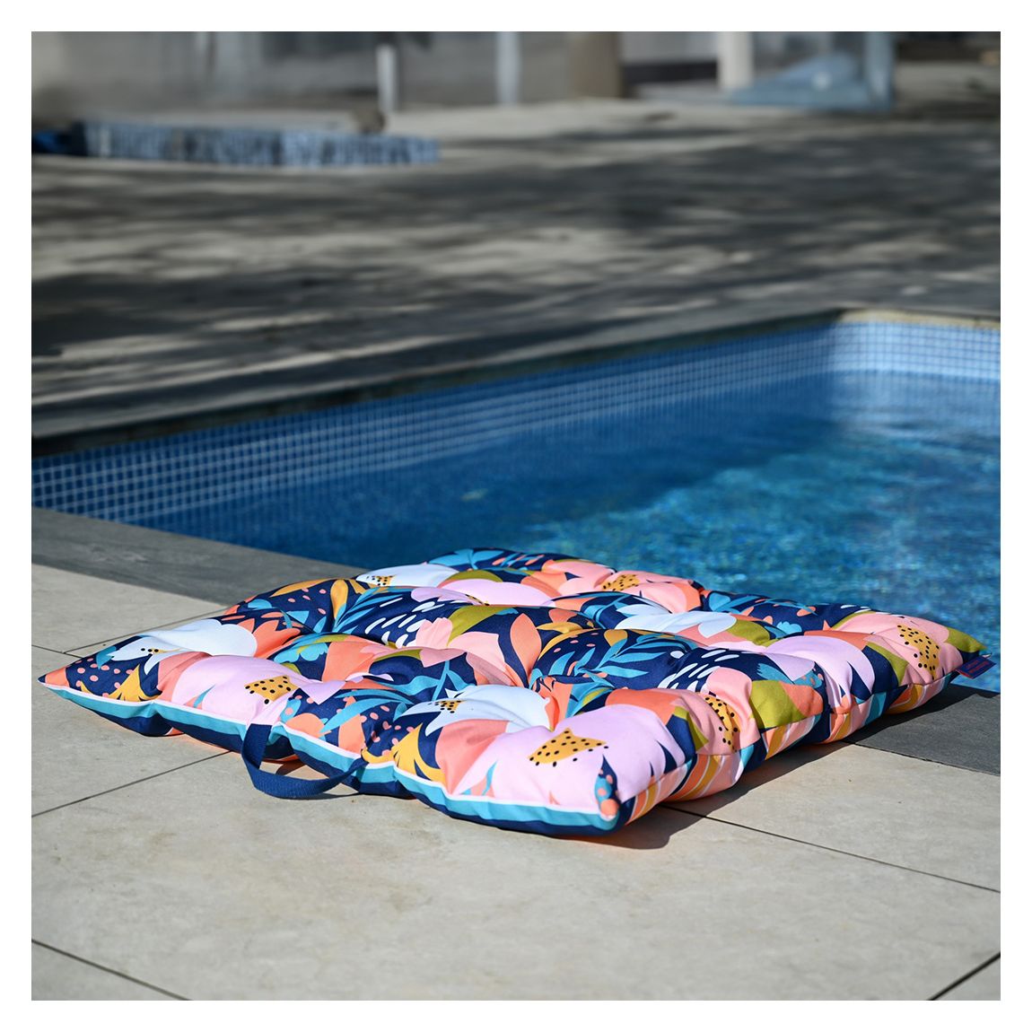 Riviera Floral and Stripe Floor Cushion, 80cm main product photo