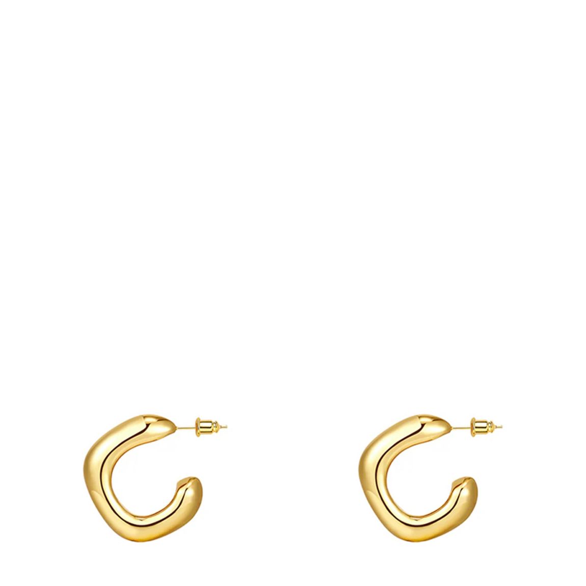 18K Gold Chunky Polished Modern Mini Hoop Earrings main product photo