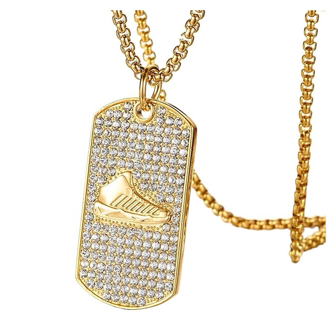 18K Gold Athletic Cz Tag Necklace main product photo