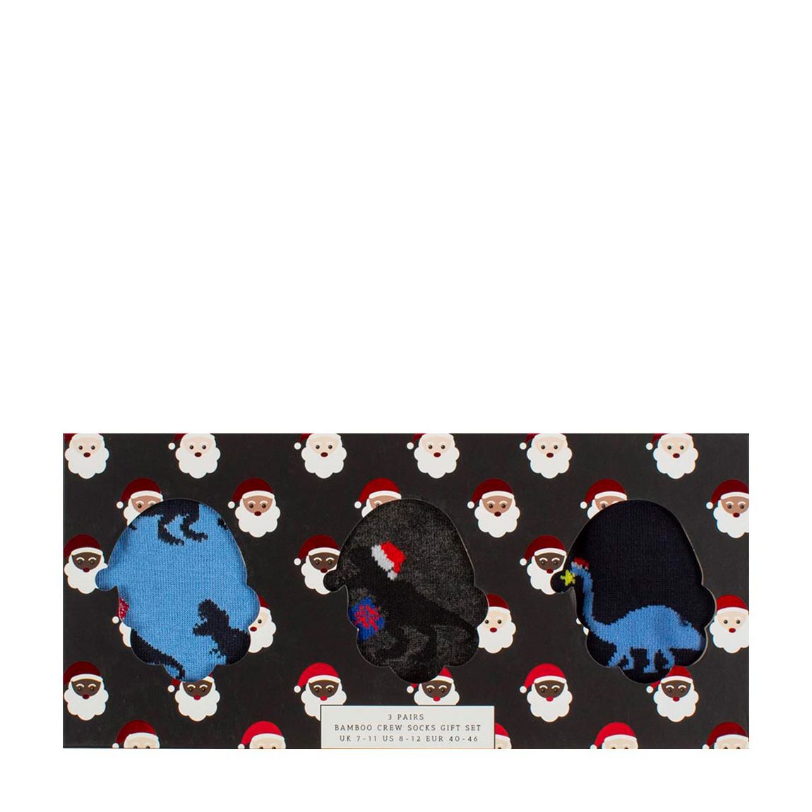 Multi Bamboo 3pk Christmas Dinosaur Socks Gift Box main product photo