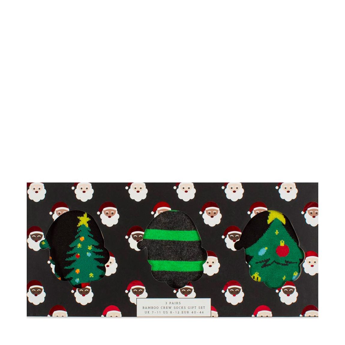 Black Christmas Tree 3pk Bamboo Sock Gift Box main product photo