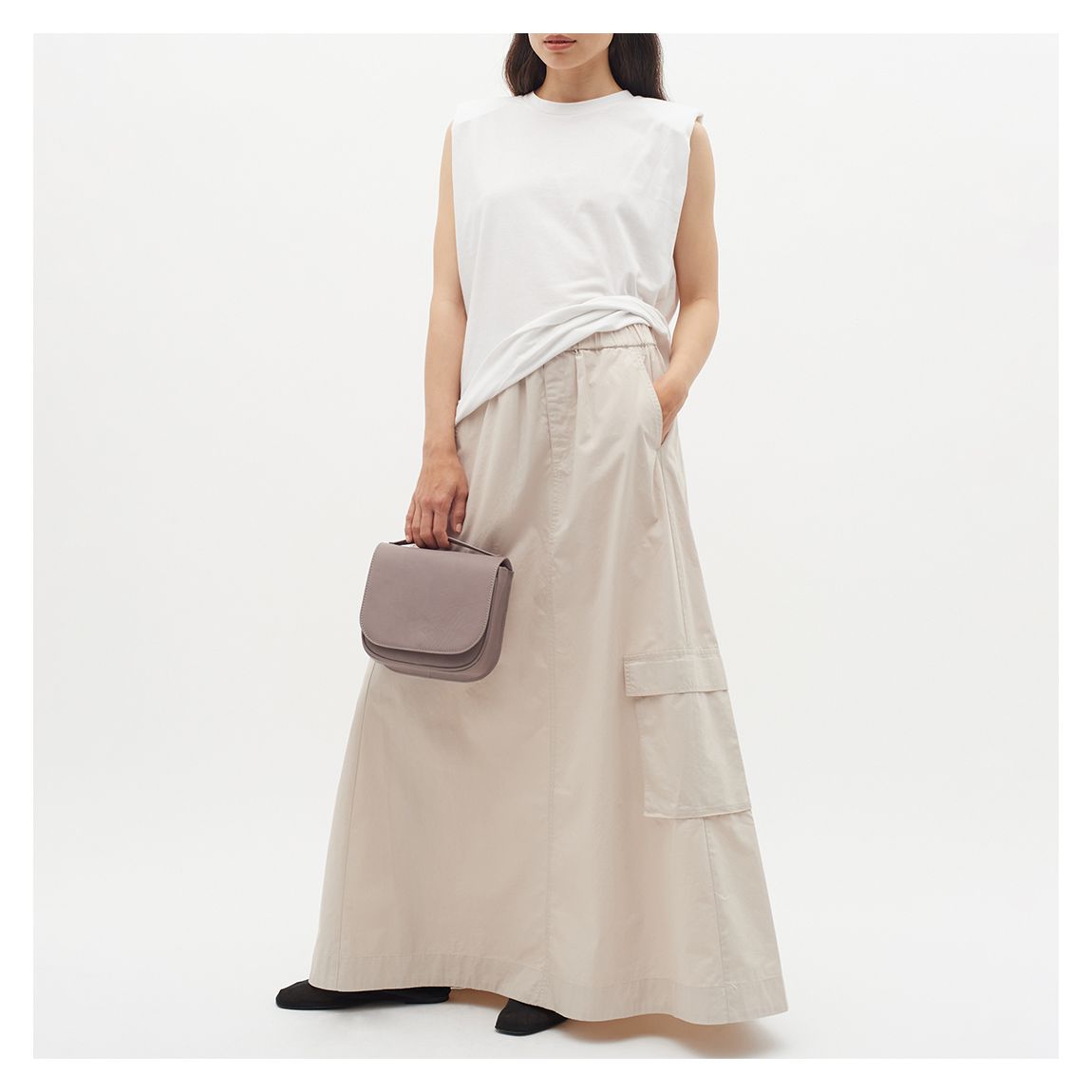 Beige Elina Cotton Maxi Skirt main product photo