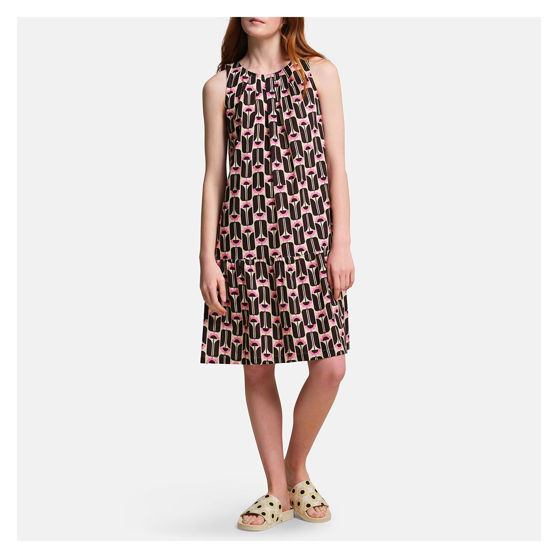 Black/Pink Sleeveless Cotton Dress main product photo