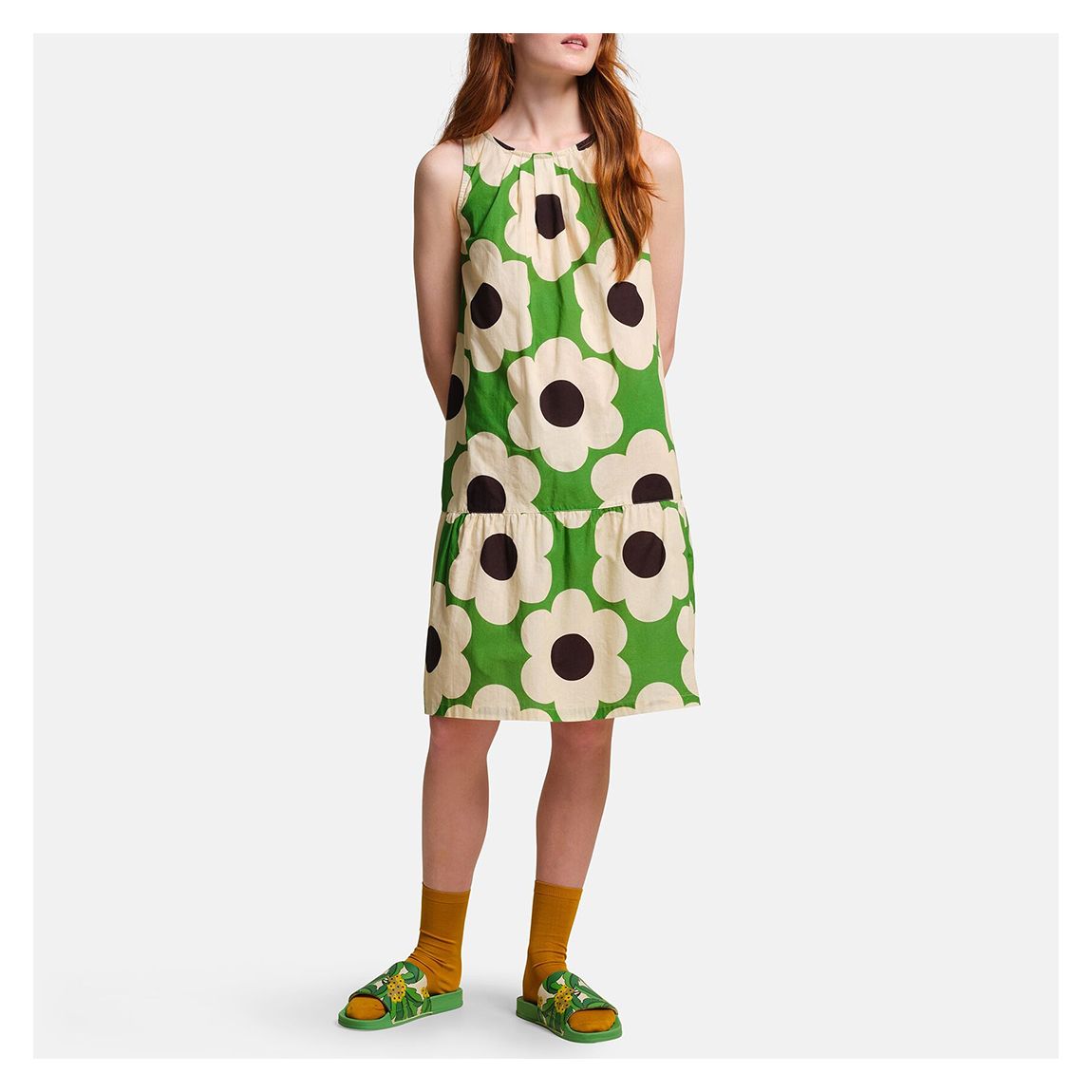 Green Sleeveless Cotton Dress main product photo