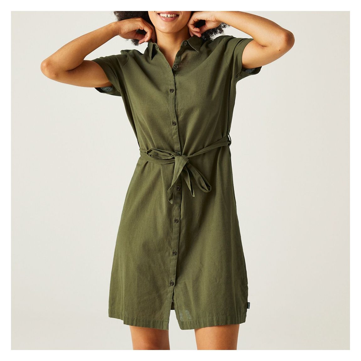 Khaki Rema Cotton Shirt Dress main product photo