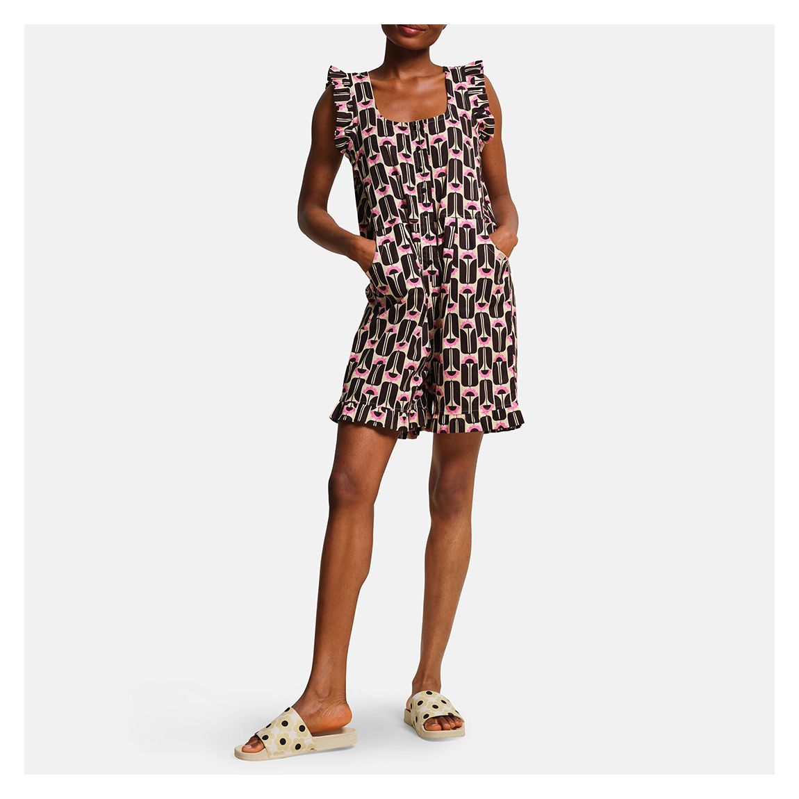 Black/Pink Orla Cotton Playsuit main product photo
