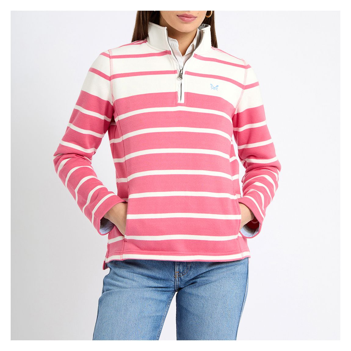 Pink/White Half Zip Sweater main product photo