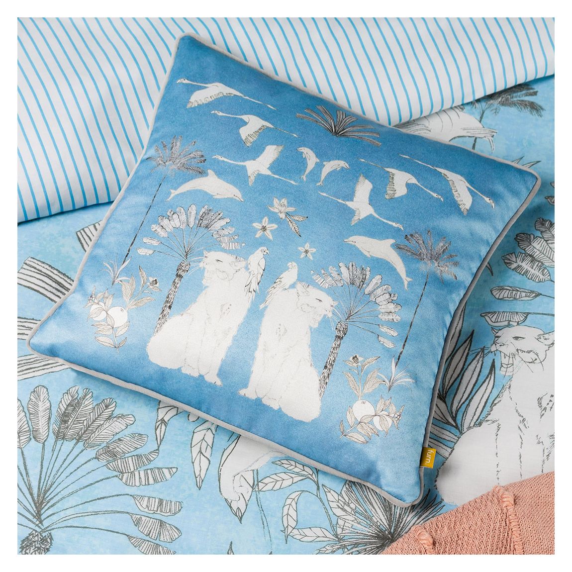 Colony Palm 43x43cm Cushion Case Blue main product photo