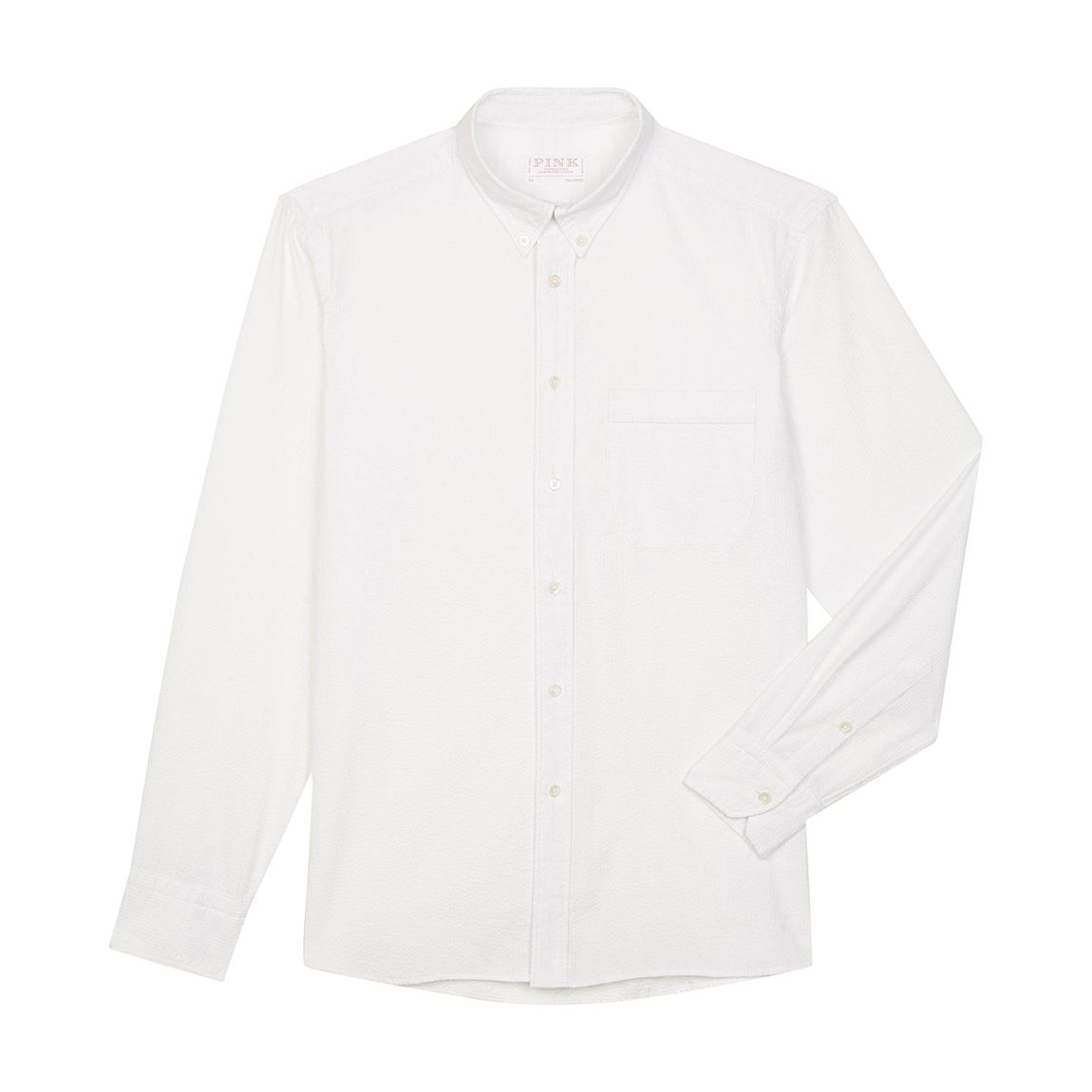 White Seersucker Stripe Tailored Fit Cotton Shirt main product photo
