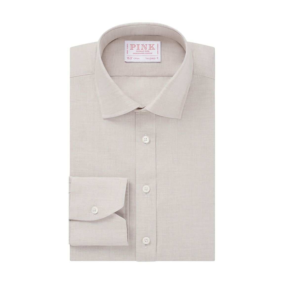 Beige Tailored Fit Chambray Cotton Shirt main product photo
