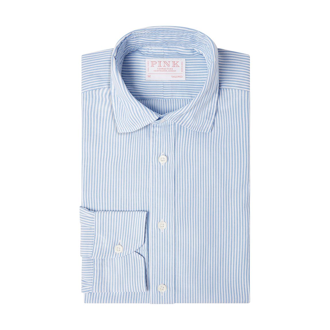 Blue/White Tailored Fit Panama Stripe Cotton Shirt main product photo