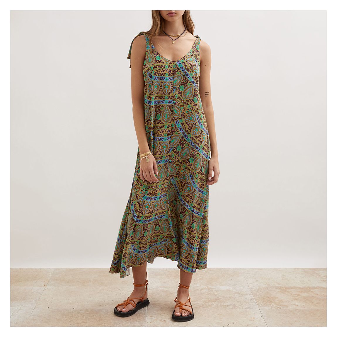 Multi Celil Silk Maxi Slip Dress main product photo