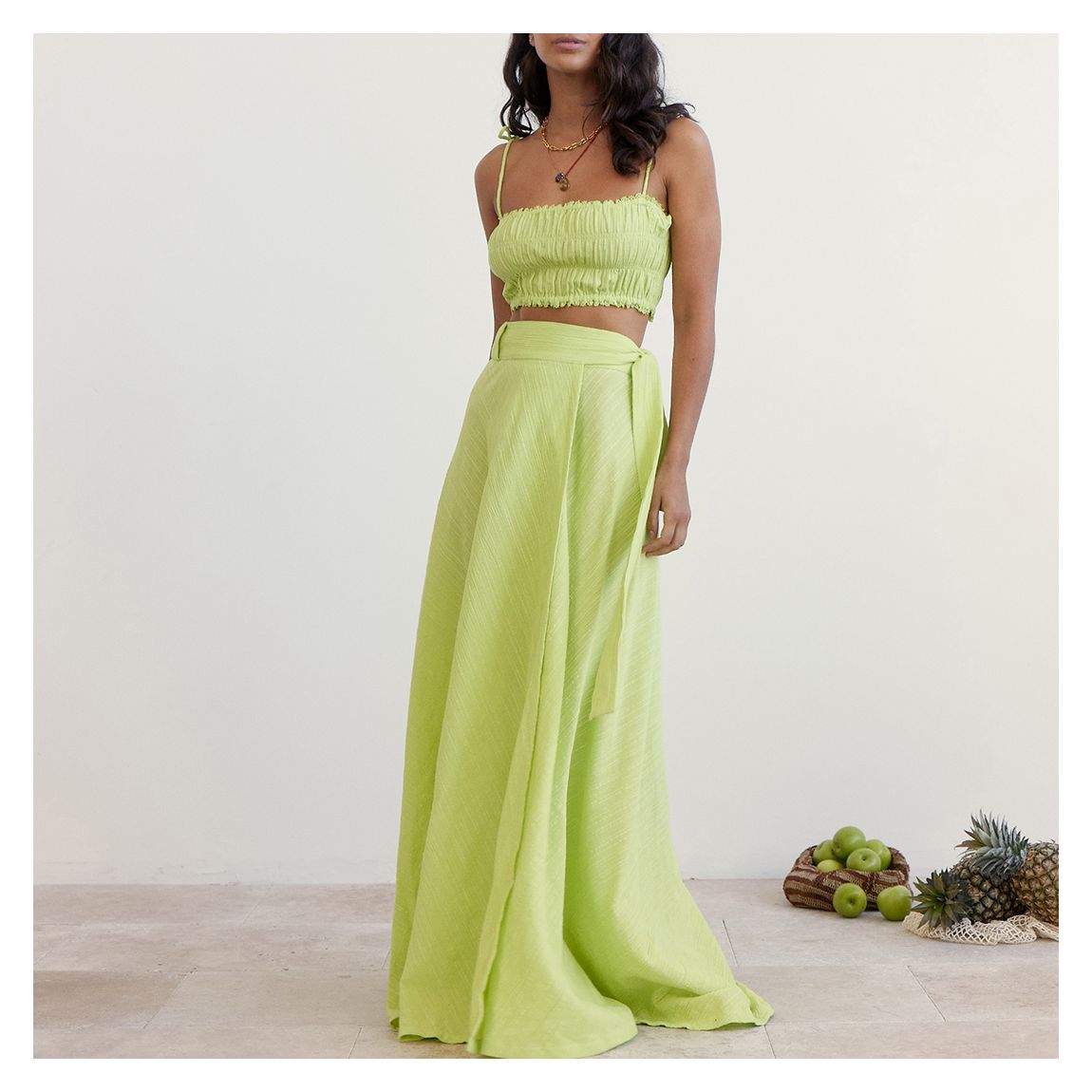Lime Dobby Shirred Bodice main product photo