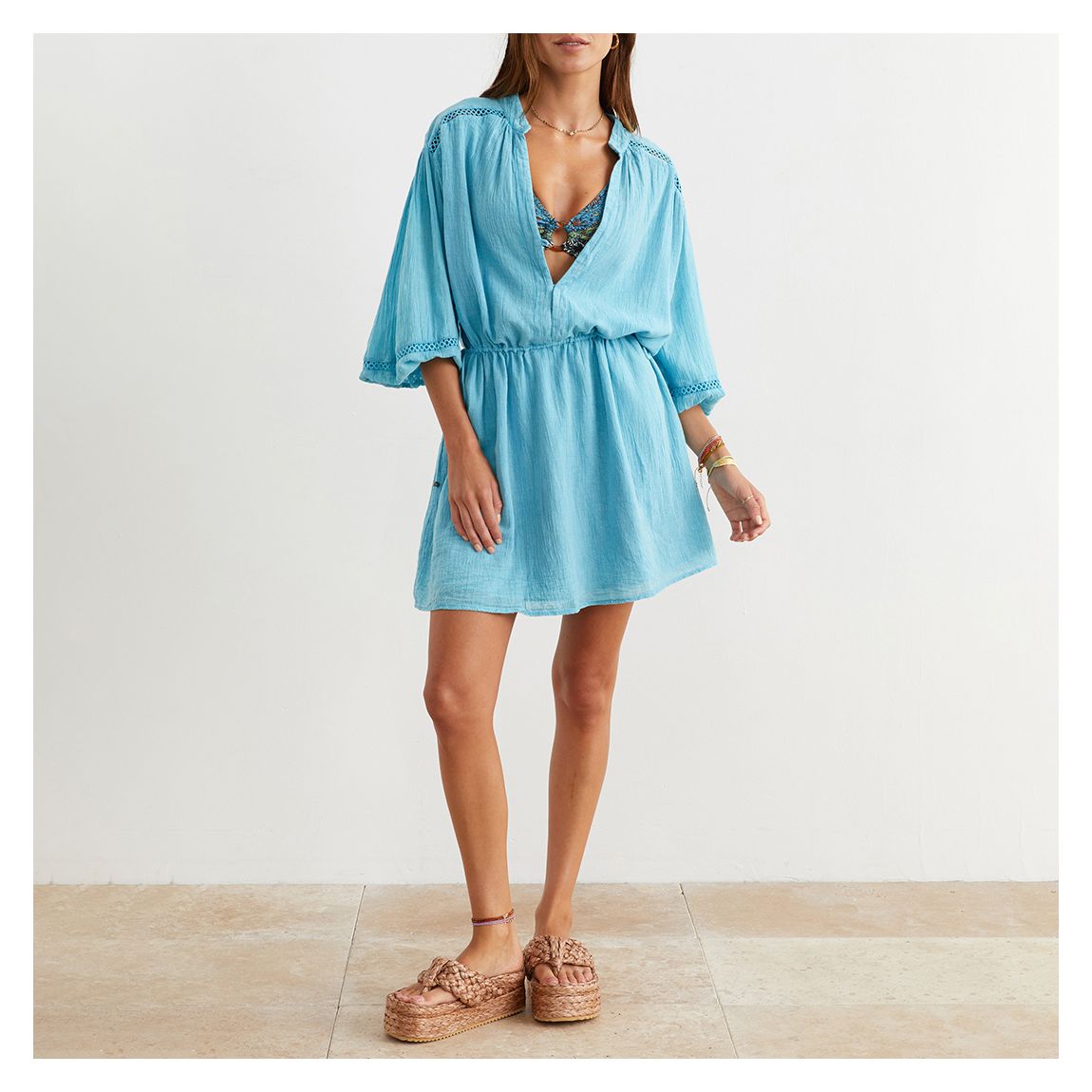 Blue Gauze Mini Dress main product photo