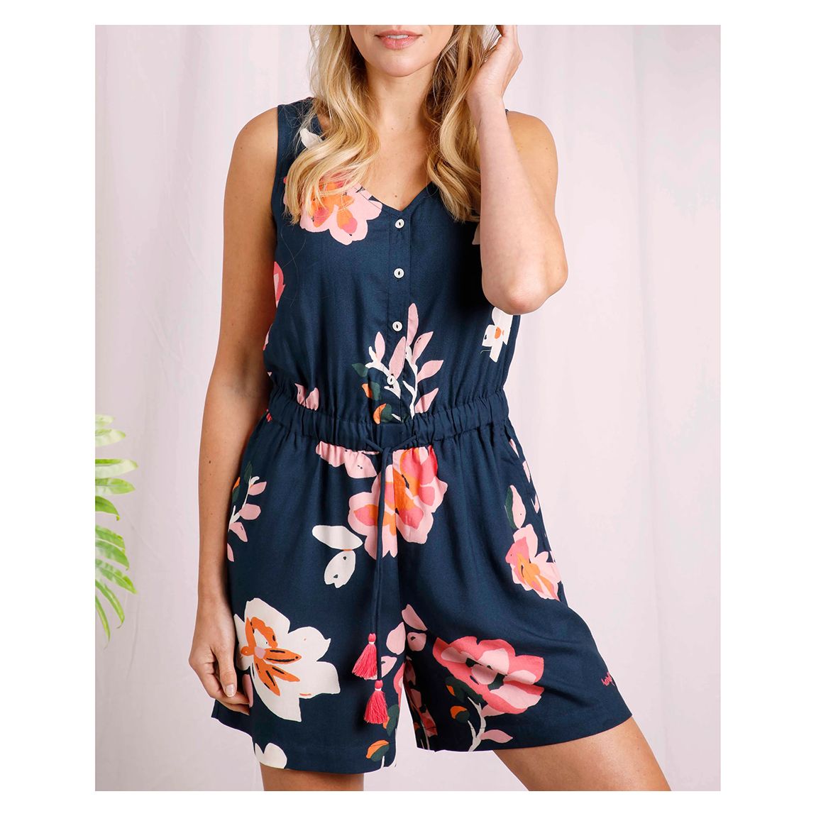 Navy Mare Printed Playsuit main product photo