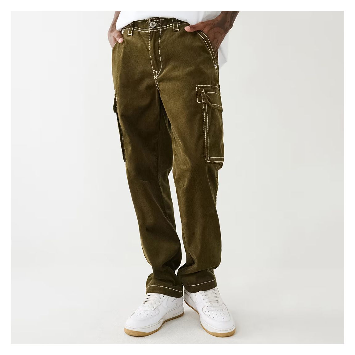 Khaki Corduroy Cargo Cotton Trousers main product photo