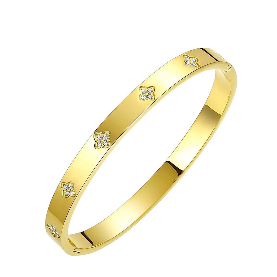 18K Gold Clover Embellished Eternity Bangle main product photo