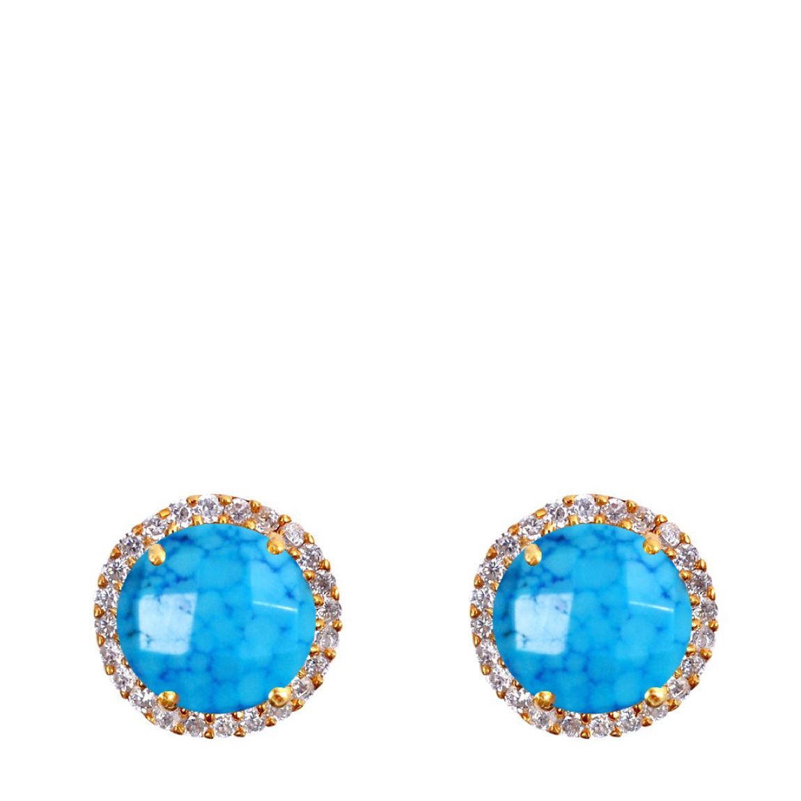 18K Gold Turquoise Embellished Stud Earrings main product photo